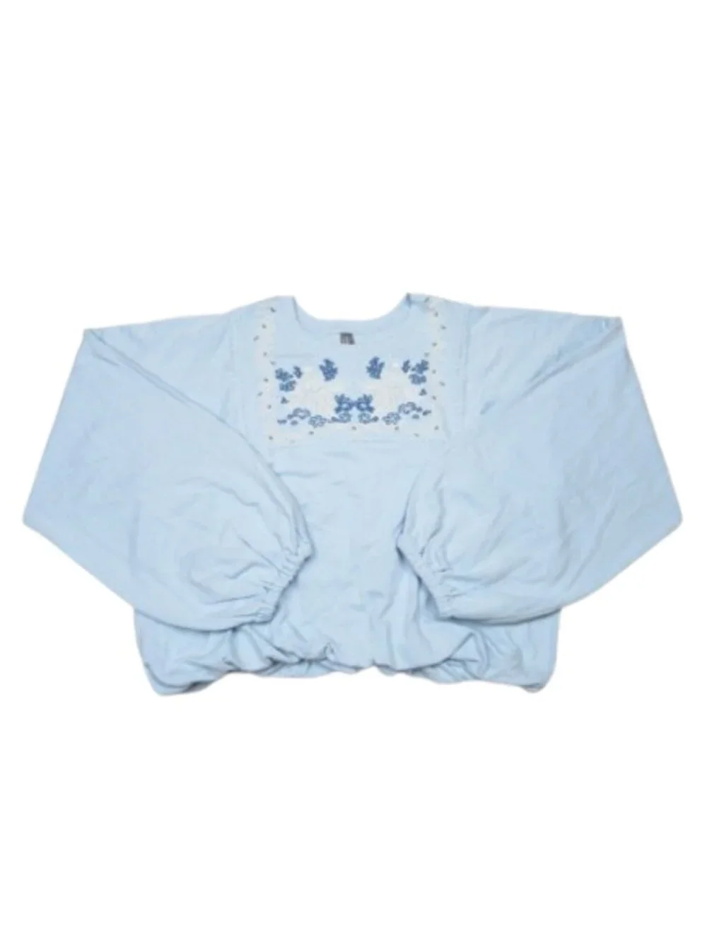 By Anthropologie Boho Balloon-Sleeve Top Sky Blue Nantucket Breeze XL